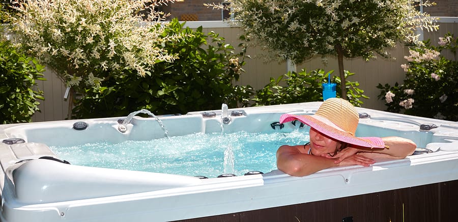 Woman enjoying hot tub