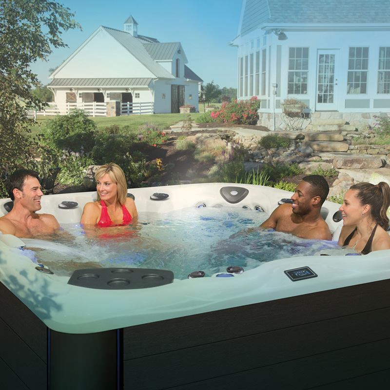 people in a hot tub